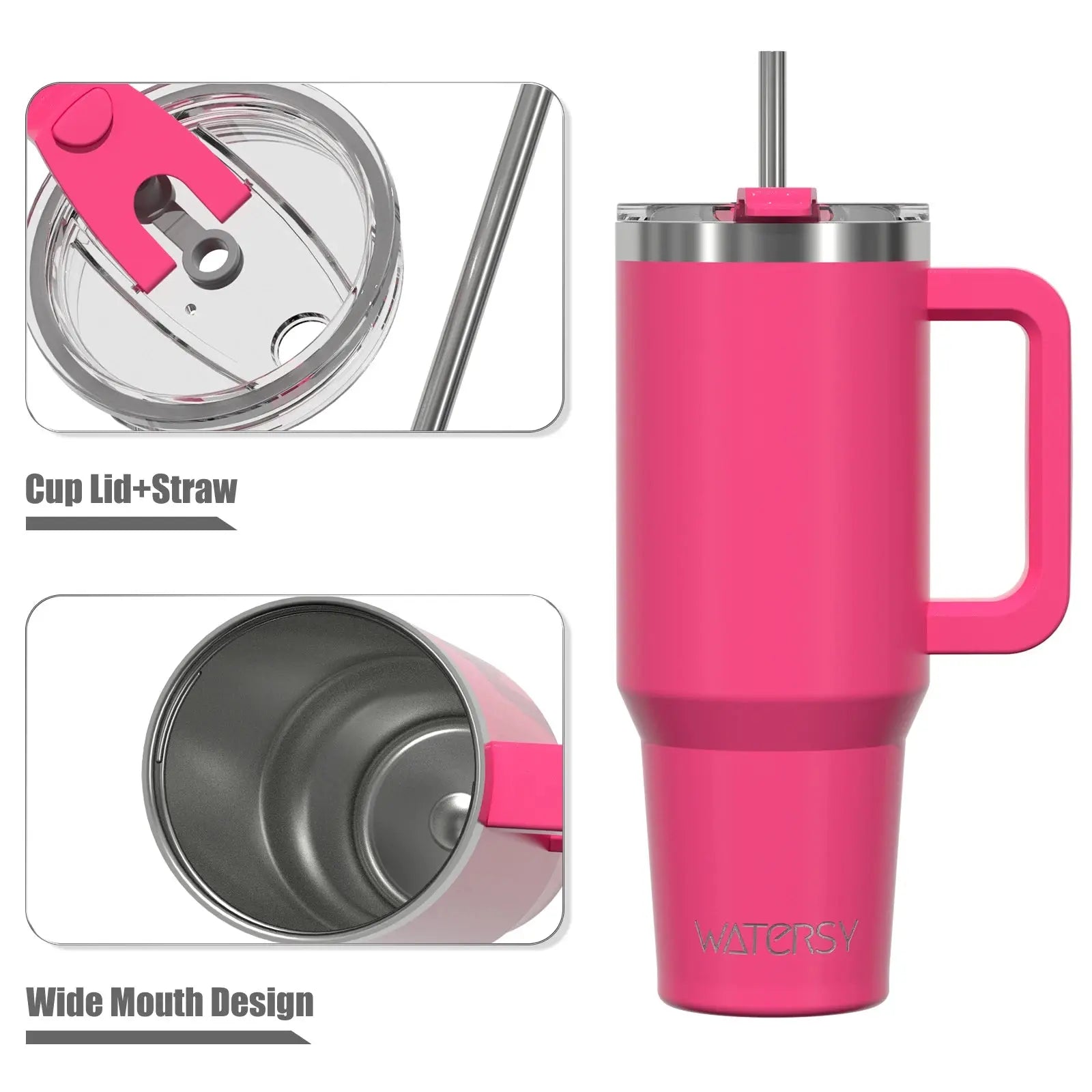 591Ml Stainless Steel Insulated Cup 20Oz Tumbler with Handle and Straw Keep Cold and Hot Thermal Mug Portable Car Travel Mug